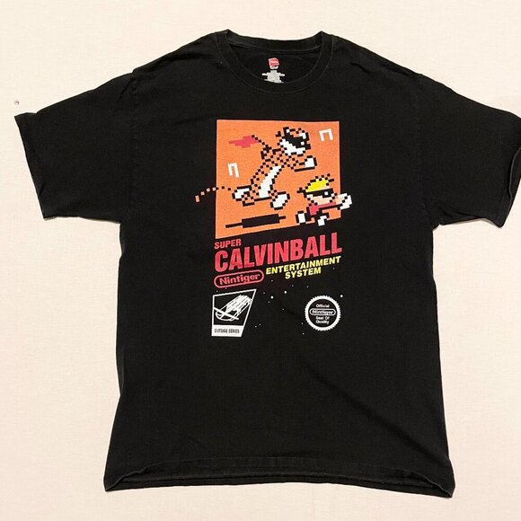 Super CalvinBall Shirt Mens Size Large Short Sleeve T Shirt Calvin Hobbes - Picture 16 of 16